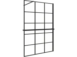 AICA 100x200cm 8mm NANO Glas Walk In Schwarz Duschwand mit Glasdekor Gitter mit Duschregal mit Stabilisator F130B