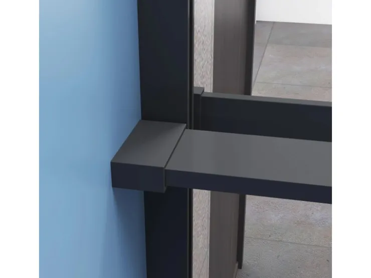 AICA 100x200cm 8mm NANO Glas Walk In Schwarz Duschwand mit Glasdekor Gitter mit Duschregal mit Stabilisator F130B