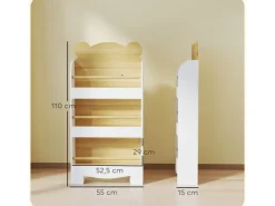 AIYAPLAY Bücherregal für Kinder Kinderregal mit 3 Ablagen aus Holz* Regal Weiß