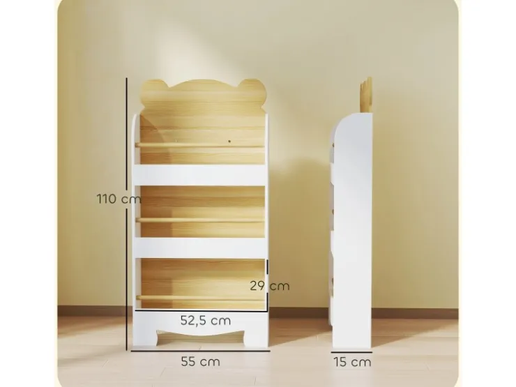 AIYAPLAY Bücherregal für Kinder Kinderregal mit 3 Ablagen aus Holz* Regal Weiß