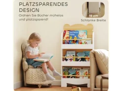 AIYAPLAY Bücherregal für Kinder Kinderregal mit 3 Ablagen aus Holz* Regal Weiß