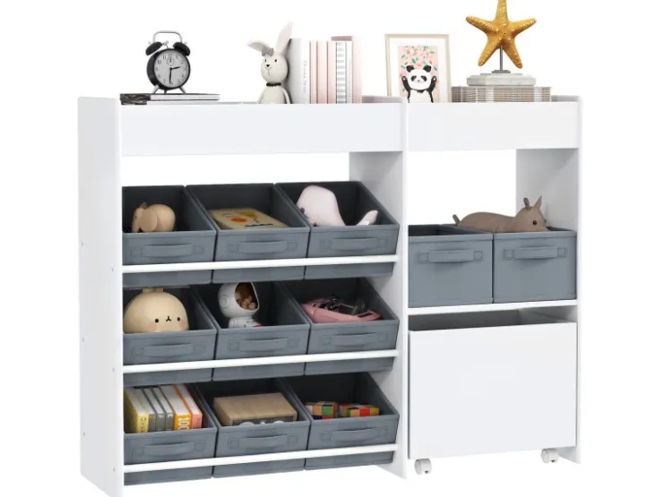 AIYAPLAY Kinderregal MDF Vliesstoff Weiß 105L x 30B x 80H cm* Regal Weiß