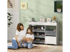AIYAPLAY Kinderregal MDF Vliesstoff Weiß 105L x 30B x 80H cm* Regal Weiß