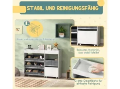 AIYAPLAY Kinderregal MDF Vliesstoff Weiß 105L x 30B x 80H cm* Regal Weiß