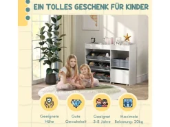 AIYAPLAY Kinderregal MDF Vliesstoff Weiß 105L x 30B x 80H cm* Regal Weiß