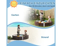 AIYAPLAY Sandkasten 120 x 120 cm Imprägniert Kinder Sandbox mit Sitzbänken* Sitzbänke