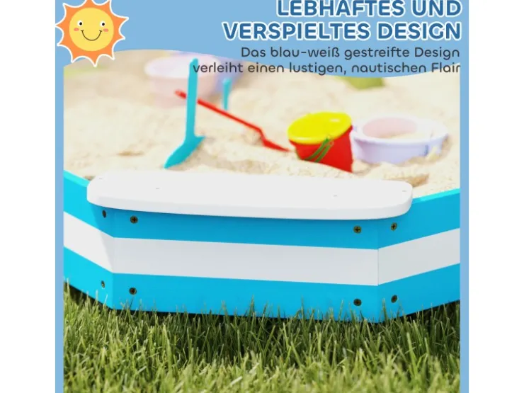 AIYAPLAY Sandkasten 133 x 108 cm Sandkiste aus Holz Sandbox mit Sitzbank