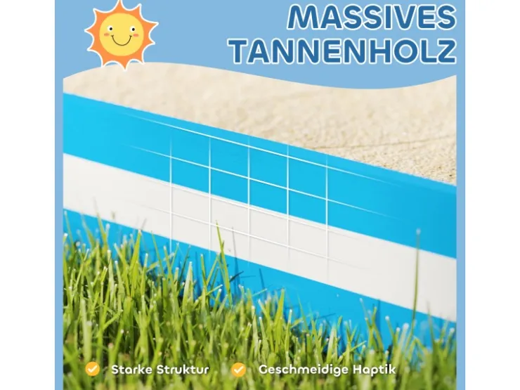 AIYAPLAY Sandkasten 133 x 108 cm Sandkiste aus Holz Sandbox mit Sitzbank