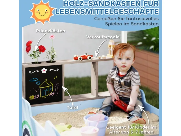 AIYAPLAY Sandkasten mit Abdeckung Imprägniert Kinder Sandbox mit Sitzbänken