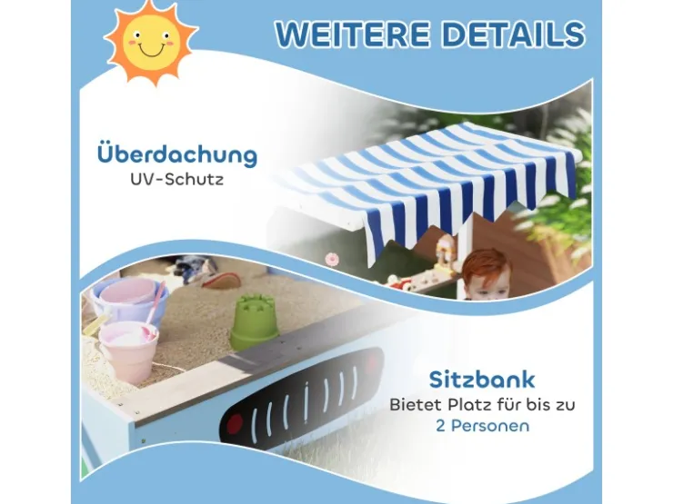 AIYAPLAY Sandkasten mit Abdeckung Imprägniert Kinder Sandbox mit Sitzbänken