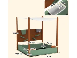 AIYAPLAY Sandkasten mit Abdeckung Massivholz Kinder Sandbox mit Sitzbänken* Aufbewahrung
