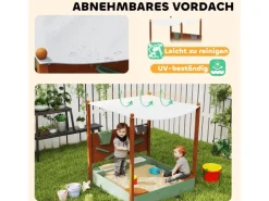 AIYAPLAY Sandkasten mit Abdeckung Massivholz Kinder Sandbox mit Sitzbänken* Aufbewahrung