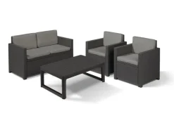 Allibert Victoria - Monaco Loungeset 4-teilig mit 2-sitzer, Sessel und Tisch* Kissenbezüge