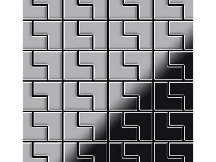 ALLOY Mosaik Fliese Massiv Metall Edelstahl Hochglänzend Grau 1,6mm Stark Kink-s-s-m 1 Paket mit 10 Matten 0,93 m2 Grau* Mosaik