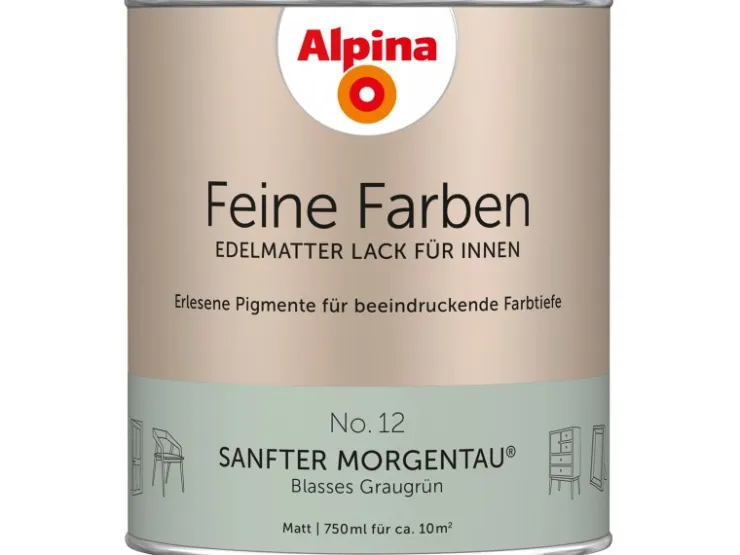Alpina Feine Farben Lack No. 12 Sanfter Morgentau ® Grau-Grün edelmatt 750 ml* Buntlacke