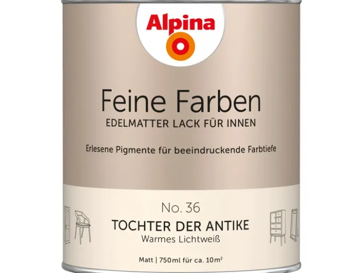 Alpina Feine Farben Lack No. 36 Tochter der Antike® Weiß edelmatt 750 ml* Buntlacke|Grundierung