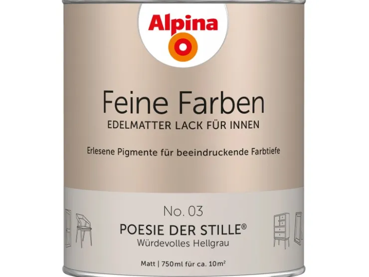 Alpina Feine Farben Lack No. 03 Poesie der Stille® Grau edelmatt 750 ml
