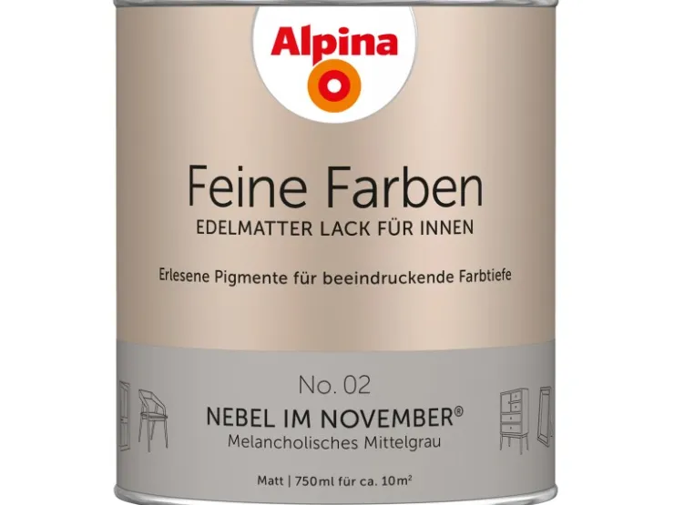 Alpina Feine Farben Lack No. 02 Nebel im November® Grau edelmatt 750 ml