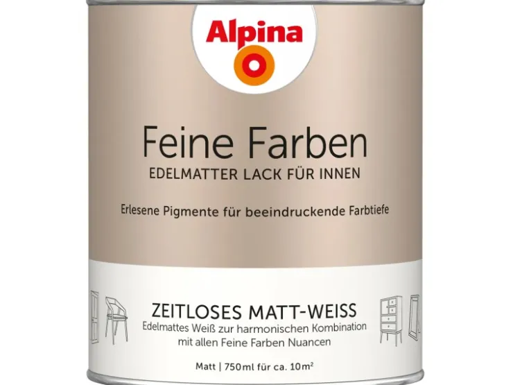 Alpina Feine Farben Lack Zeitloses Matt-Weiss 750 ml* Buntlacke|Grundierung