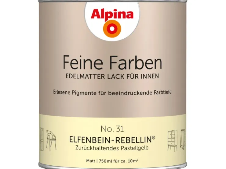 Alpina Feine Farben Lack No. 31 Elfenbein-Rebellin® Gelb edelmatt 750 ml