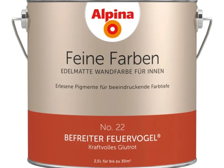Alpina Feine Farben No. 22 Befreiter Feuervogel® Rot edelmatt 2,5 l* Innenfarben