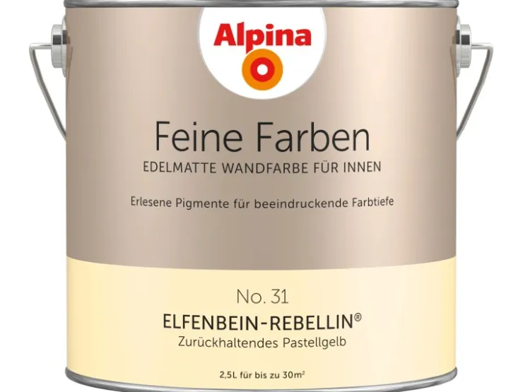 Alpina Feine Farben No. 31 Elfenbein-Rebellin® Pastellgelb edelmatt 2,5 l* Innenfarben