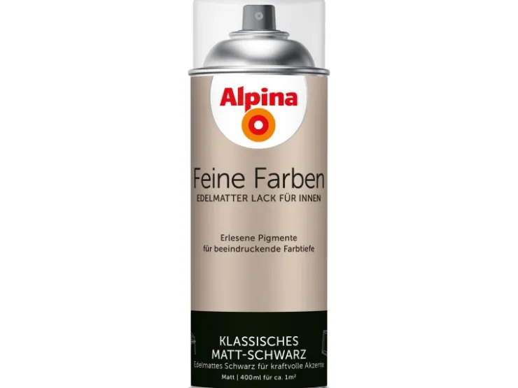 Alpina Feine Farben Sprühlack Klassisches Matt-Schwarz edelmatt 400 ml
