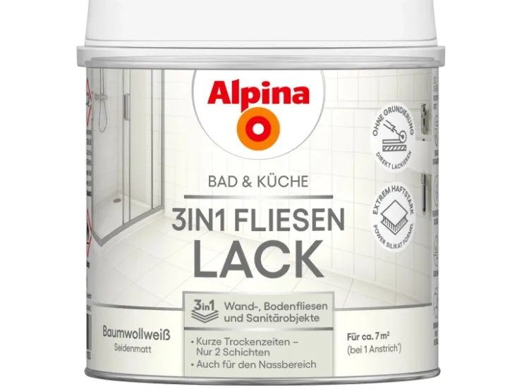 Alpina Fliesenlack Bad & Küche 3-in-1 Baumwollweiß 500 ml* Speziallacke