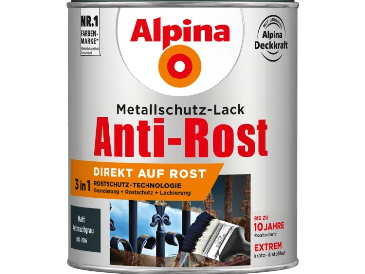Alpina Metallschutz-Lack Anti-Rost matt 750 ml* Speziallacke