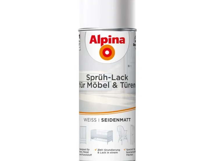 Alpina Sprüh-Lack für Möbel & Türen 400 ml seidenmatt* Schränke|Speziallacke