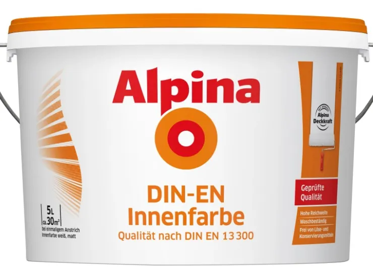 Alpina Wandfarbe DIN-EN Weiß matt 5 l* Innenfarben