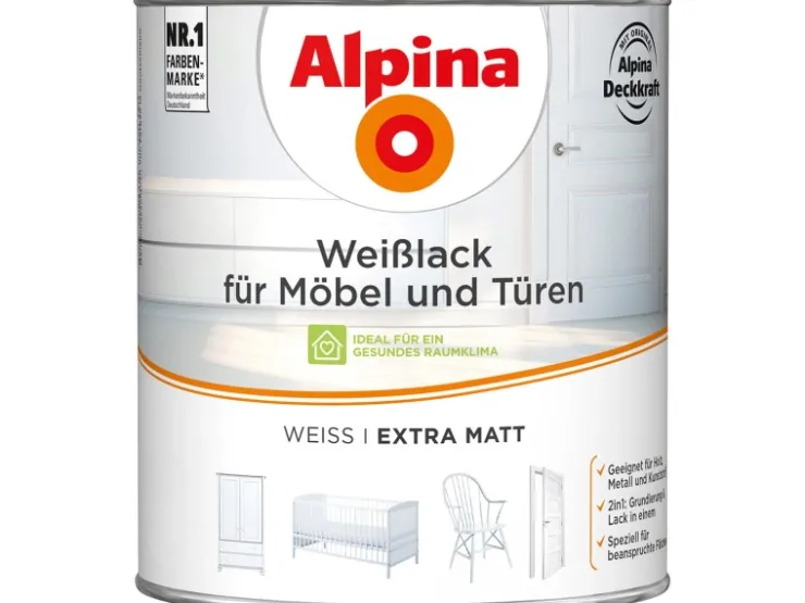 Alpina Weißlack für Möbel & Türen matt 2 Liter* Weißlacke|Stühle