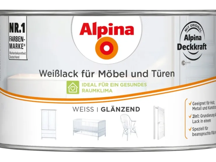 Alpina Weißlack für Möbel & Türen glänzend 300 ml* Weißlacke|Grundierung