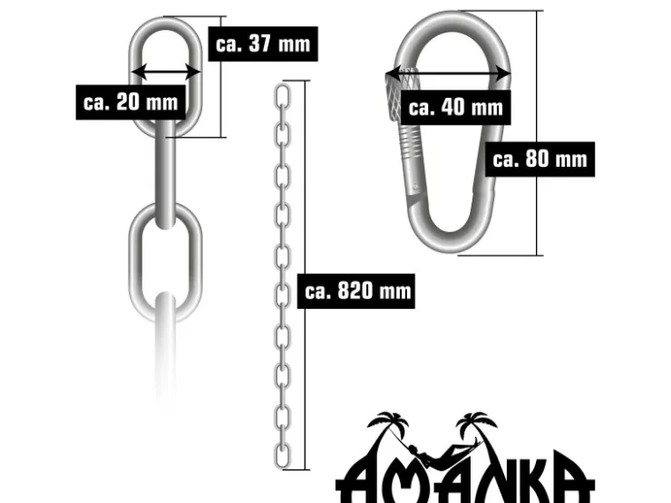 AMANKA 2er Set Hängesessel Kette 100 cm Aufhängung mit 4 Karabiner bis 230 kg* Sessel