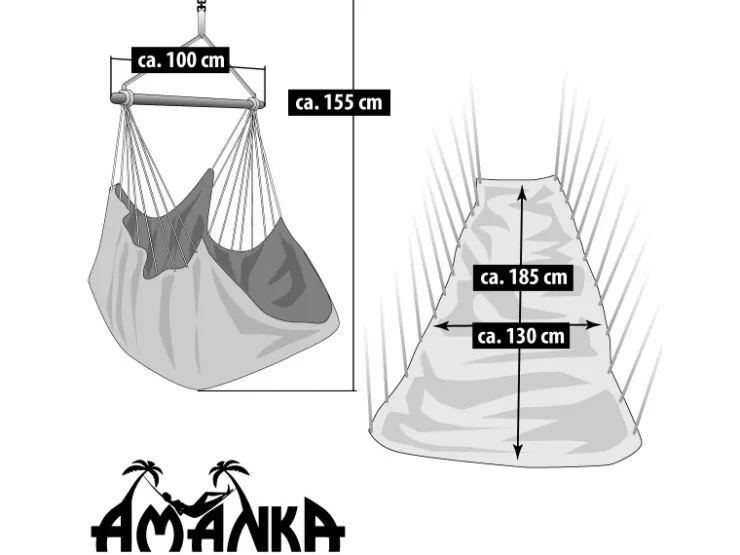 AMANKA Hängesessel bis 150 kg Belastbar 185x 130 cm Limetten-* Sessel
