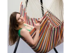 AMANKA Hängesessel bis 150 kg Belastbar 185 x 130 cm Bunte Streifen* Sessel