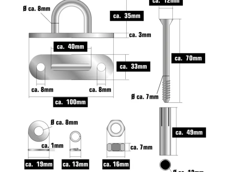 AMANKA Hängesessel Kette mit Deckenhaken 100 cm Aufhängung mit 2 Karabiner bis 230 kg* Sessel