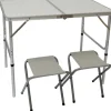 AMANKA Klappbarer Campingtisch 90 x 60 x 70 cm inkl. 2 Aluminium Hocker Hellgrau* Hocker