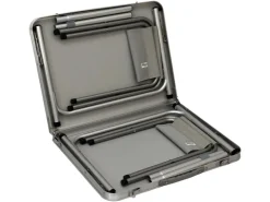 AMANKA Klappbarer Campingtisch 90 x 60 x 70 cm inkl. 2 Aluminium Hocker Hellgrau* Hocker