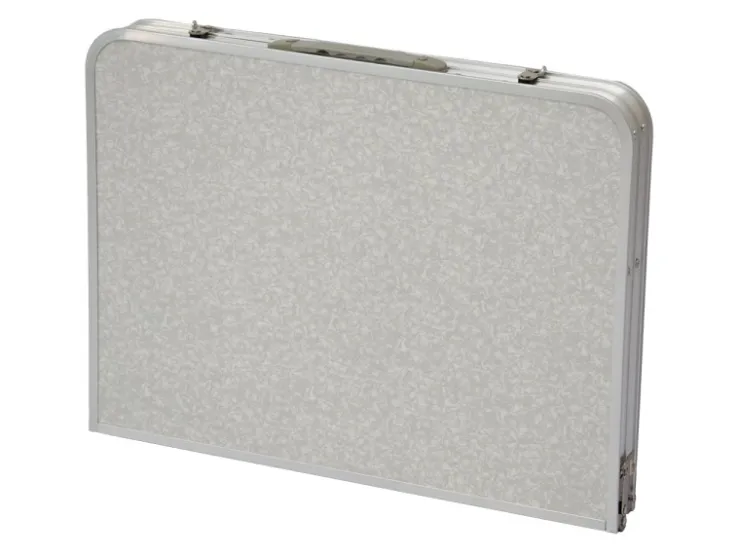 AMANKA Klappbarer Campingtisch 90 x 60 x 70 cm inkl. 2 Aluminium Hocker Hellgrau* Hocker