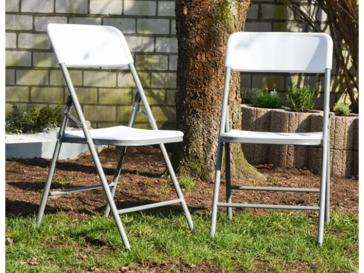 AMANKA Klappstühle 2er Set 50 x 46 x 835 cm bis 150 kg Belastbar - Weiss