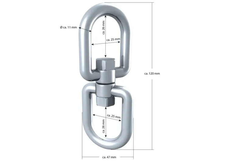 AMANKA XL-Hängesessel Drehwirbel 10 x 125 mm bis 420 kg Silber