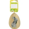Anhänger Hasenmotiv Eiform Holz 6,1 cm x 8,5 cm Natur-Grau* Ostern