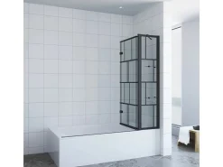 Aquabatos Badewannenaufsatz 3 tlg. Duschwand 150 x 140 cm Badewannenfaltwand Faltwand Glaswand für Badewanne mit Festteil Duschtrennwand Glas Dusche