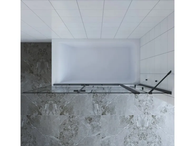 Aquabatos Badewannenaufsatz 3 tlg. Duschwand 150 x 140 cm Badewannenfaltwand Faltwand Glaswand für Badewanne mit Festteil Duschtrennwand Glas Dusche
