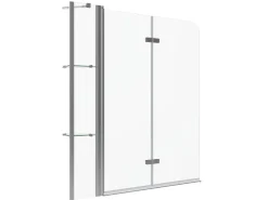 Aquabatos Badewannenfaltwand 150 x 140 cm 3tlg. Badewannenaufsatz Dusche Duschabtrennung Duschwand für Badewanne 5mm ESG Echtglas