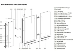 Aquabatos Badewannenfaltwand 130 x 140 cm 3tlg. Badewannenaufsatz Dusche Duschabtrennung Duschwand für Badewanne 5mm ESG Echtglas* Eckregale