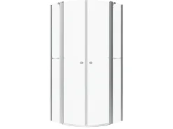 Aquabatos Runddusche 90 x 90 x 195 cm Duschkabine Duschwand Viertelkreis Duschabtrennung mit Eckregale Pendeltür 6 mm NANO ESG Sicherheitsgals