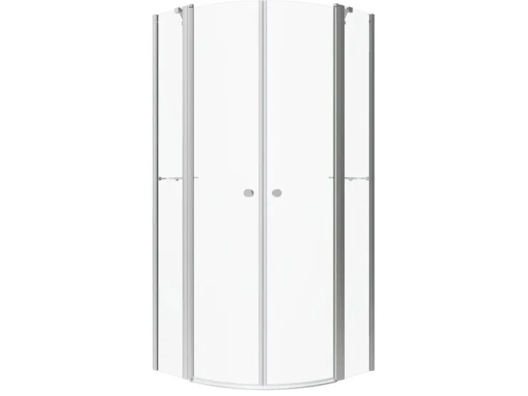 Aquabatos Runddusche 90 x 90 x 195 cm Duschkabine Duschwand Viertelkreis Duschabtrennung mit Eckregale Pendeltür 6 mm NANO ESG Sicherheitsgals