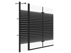 Aquabatos 3tlg. Badewannenaufsätze 150 x 140 cm Badewannenfaltwand Duschabtrennung Duschwand für Badewanne Schwarz Matt 5 mm Sicherheitsglas Glaswand